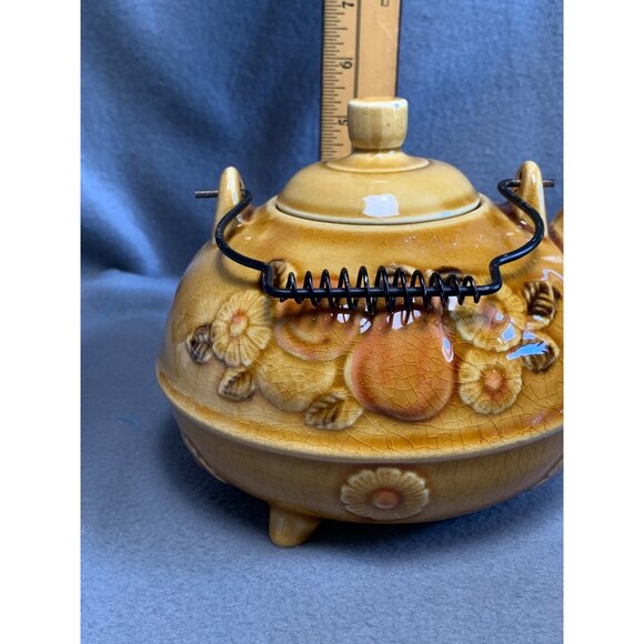 Vintage Japanese 70s Three-Toed Teapot With Fruit & Flower Design - Picture 13 of 15